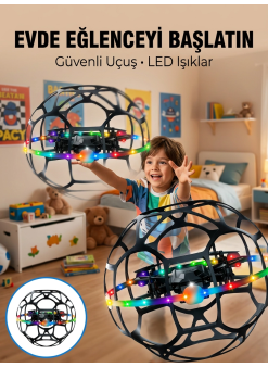 El Hareketi Kontrollü Futbol Topu Tasarımlı Drone Led Işıklı
