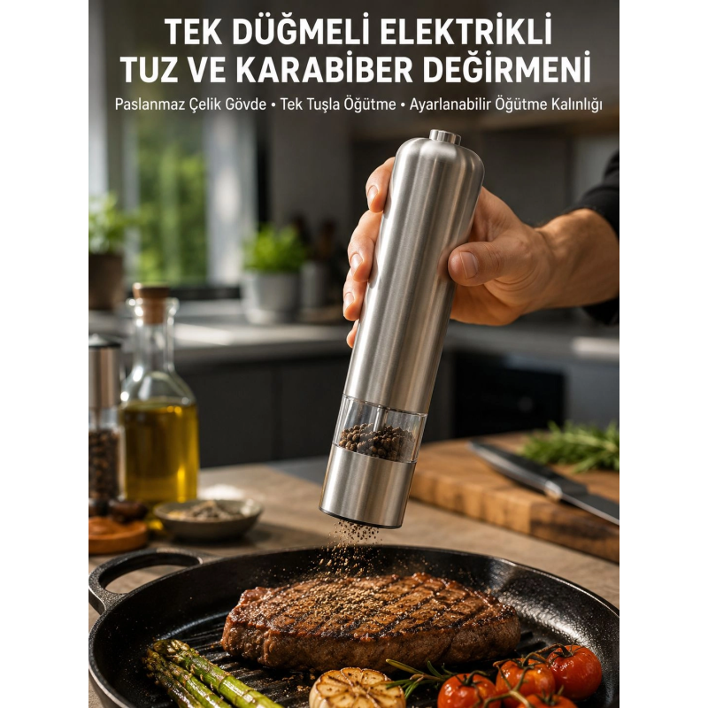 Elektrikli Baharat Öğütme Cihazı Ergonomik Şeffaf Gövde Yeni Nesil Elektrikli Baharat Öğütme Cihazı Ergonomik Şeffaf Gövde Yeni Nesil