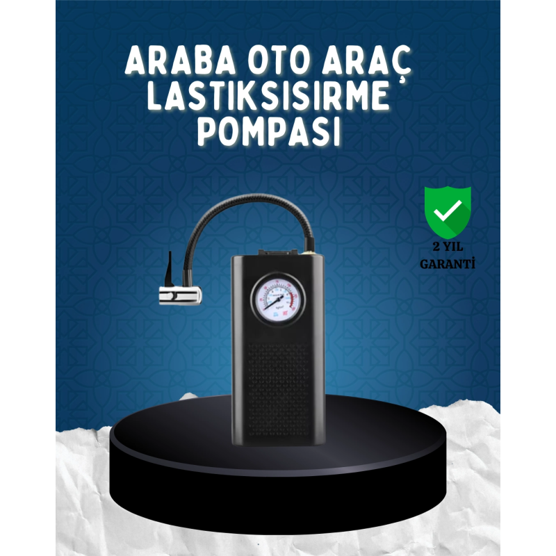 Elektrikli Hava Kompresörü Type-c Usb Şarjlı Çok Fonksiyonlu Lastik Pompası