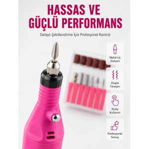 Elektrikli Manikür Pedikür Törpü Seti 6 Başlıklı Yeni Nesil