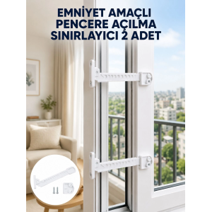 Emniyet Amaçlı Pencere Açılma Sınırlayıcı Aparat 2 Adet Yeni Nesil