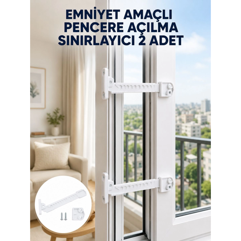 Emniyet Amaçlı Pencere Açılma Sınırlayıcı Aparat 2 Adet Yeni Nesil Emniyet Amaçlı Pencere Açılma Sınırlayıcı Aparat 2 Adet Yeni Nesil