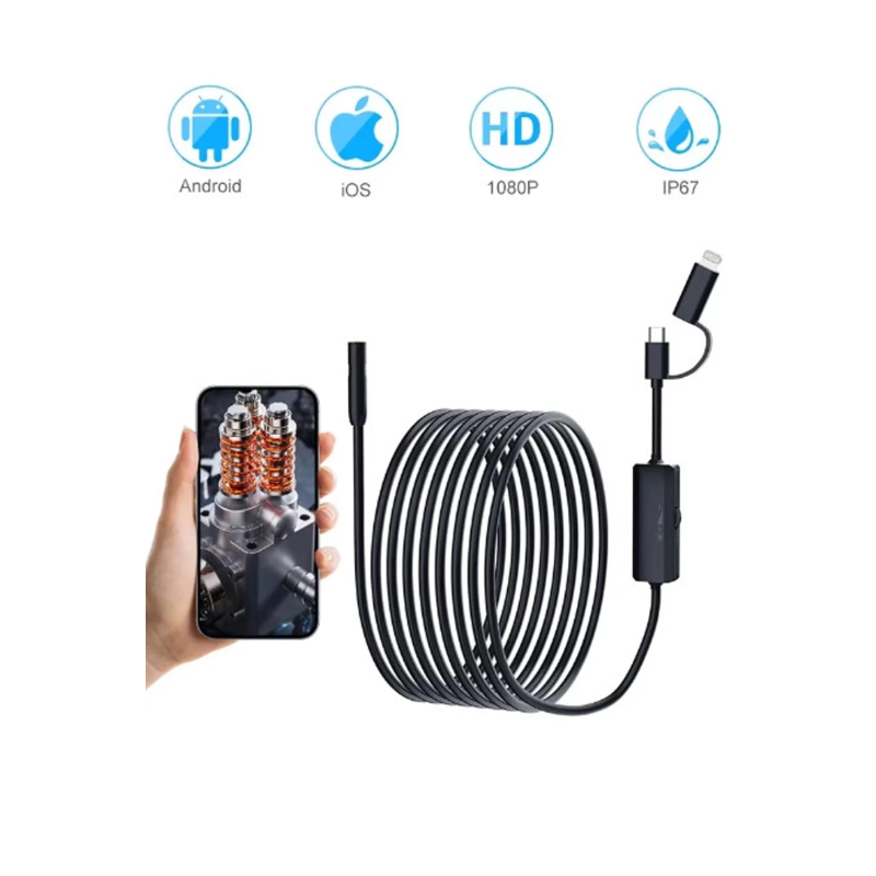 Endoskop Yılan Video Kamera Ios Ve Android Uyumlu Led’li 10 Metre 8 Mm Sert Kablo 2mp Endoskop Yılan Video Kamera Ios Ve Android Uyumlu Led’li 10 Metre 8 Mm Sert Kablo 2mp