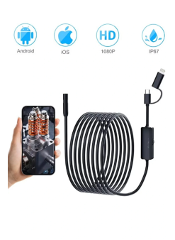 Endoskop Yılan Video Kamera Ios Ve Android Uyumlu Led’li 10 Metre 8 Mm Sert Kablo 2mp