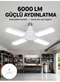 Enerji Tasarruflu Led Ampül 60 Watt 4 Kollu Beyaz Işık Yeni Nesil