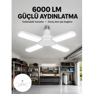 Enerji Tasarruflu Led Ampül 60 Watt 4 Kollu Beyaz Işık Yeni Nesil