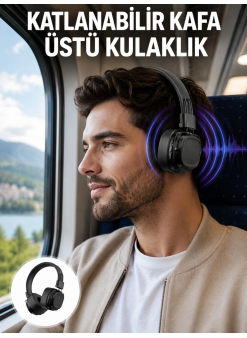 Ergonomik Konforlu Kablosuz Kulak Üstü Bluetooth Kulaklık Yeni Nesil