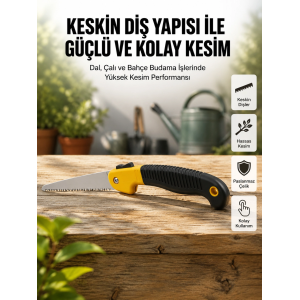 Ergonomik Saplı Katlanabilir Budama Testeresi