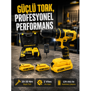 Ergonomik Tasarımlı 12v Matkap | 2 Vitesli, Led Aydınlatmalı Ve Dayanıklı