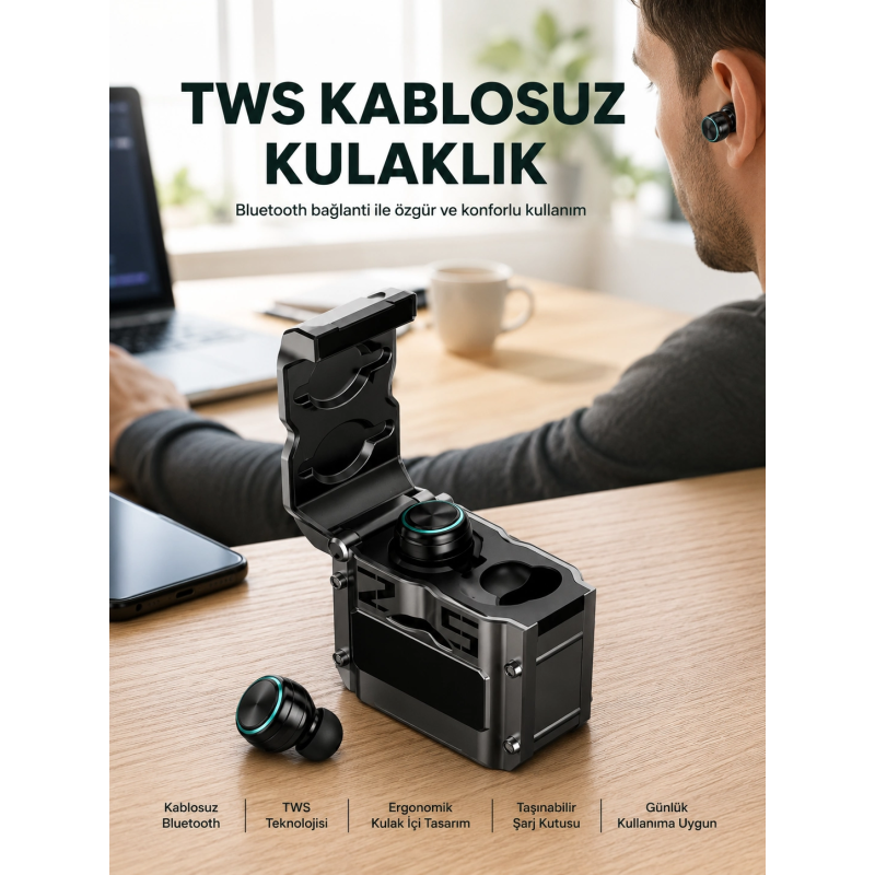 Ergonomik Tasarımlı Bluetooth Kulaklık | Suya Dayanıklı | Dokunmatik Kontrollü Yeni Nesil Ergonomik Tasarımlı Bluetooth Kulaklık | Suya Dayanıklı | Dokunmatik Kontrollü Yeni Nesil
