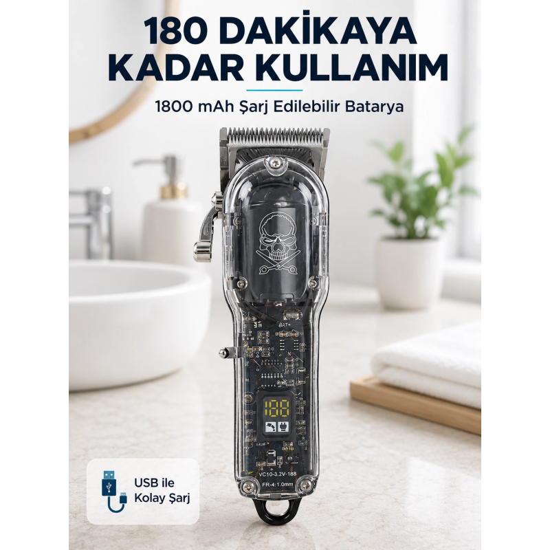 Erkek Saç Tıraş Makinesi Ayarlanabilir Bıçaklı 4 Taraklı 180 Dakika Kullanımlı Lcd Ekranlı Şarjlı Erkek Saç Tıraş Makinesi Ayarlanabilir Bıçaklı 4 Taraklı 180 Dakika Kullanımlı Lcd Ekranlı Şarjlı