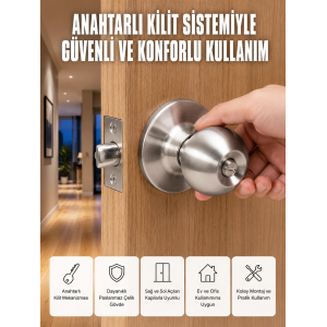 Es Güvenli Topuzlu Kapı Kilidi