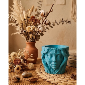 Es Kadın Yüzü Heykel Tasarımlı Dekoratif 3d Saksı Vazo