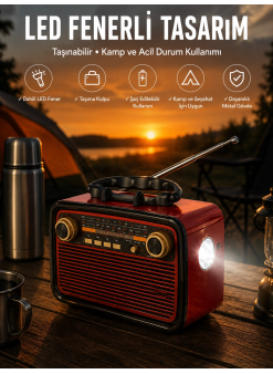 Eskitme Nostalji Tasarımlı Bluetoothlu Nostalji Radyo Ahşap Nostaljik Görünümlü