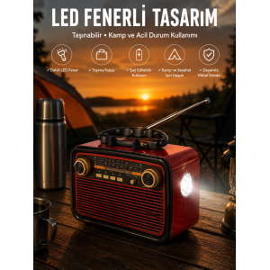 Eskitme Nostalji Tasarımlı Bluetoothlu Nostalji Radyo Ahşap Nostaljik Görünümlü