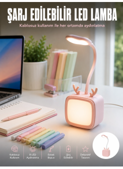 Esnek Gövdeli Led Masa Lambası Taşınabilir Gece Aydınlatması