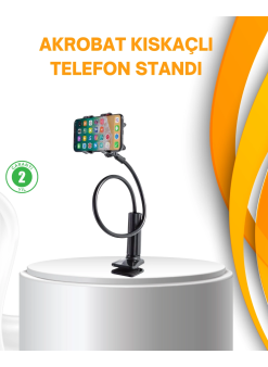 Esnek Gövdeli Mandallı Masaüstü Telefon Tutucu