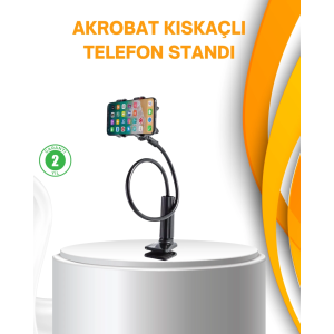 Esnek Gövdeli Mandallı Masaüstü Telefon Tutucu