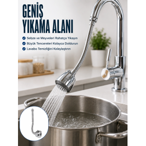 Esnek Spiral Musluk Uzatma Fıskiyesi  Su Tasarruflu Ayarlanabilir Musluk Başlığı