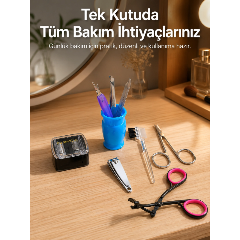Ev Tipi Manikür Seti Cımbız Tırnak Makası Kaş Makası Bakım Kiti Ev Tipi Manikür Seti Cımbız Tırnak Makası Kaş Makası Bakım Kiti