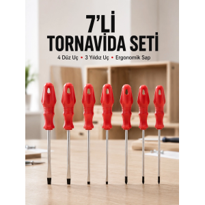 Ev Ve Atölye Kullanımına Uygun 7 Parça Tornavida Seti