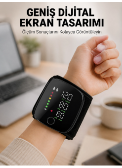 Evde Günlük Kullanıma Uygun Şarjlı Bilekten Tansiyon Ölçüm Cihazı