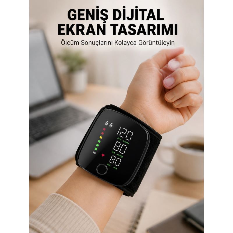 Evde Günlük Kullanıma Uygun Şarjlı Bilekten Tansiyon Ölçüm Cihazı Evde Günlük Kullanıma Uygun Şarjlı Bilekten Tansiyon Ölçüm Cihazı