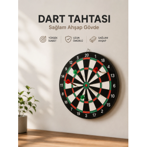 Evde, Ofiste Ve Oyun Alanlarında Kullanıma Uygun Sağlam Ahşap Gövdeli Dart Tahtası