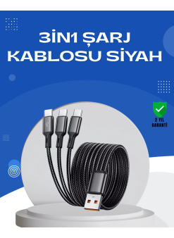 Evrensel 3 Başlıklı Şarj Kablosu – İphone Huawei Samsung İçin