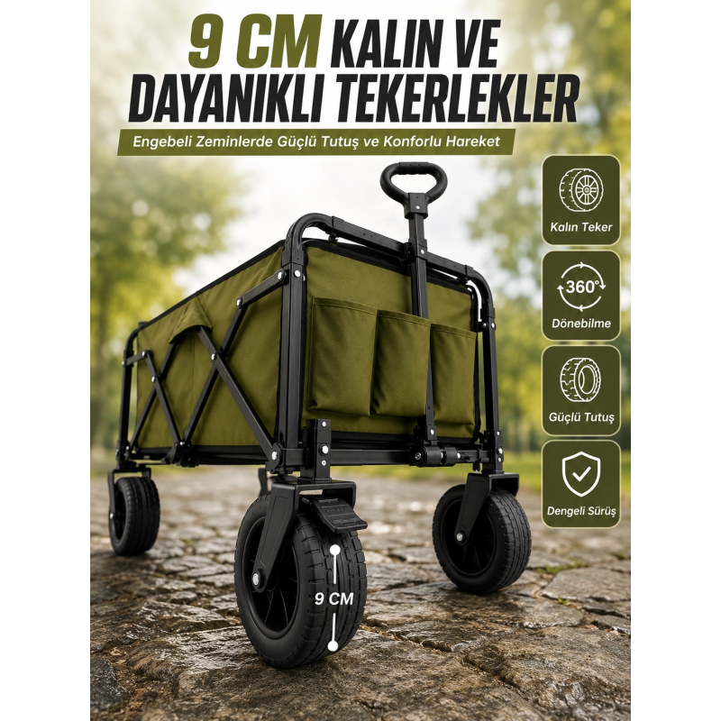 Extra Cepli Katlanabilir Wagon Arabası İle Pratik Ve Düzenli Taşıma Extra Cepli Katlanabilir Wagon Arabası İle Pratik Ve Düzenli Taşıma