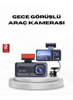 Full Hd Üç Kameralı Araç Kamerası G-sensörlü Ve Gece Görüşlü