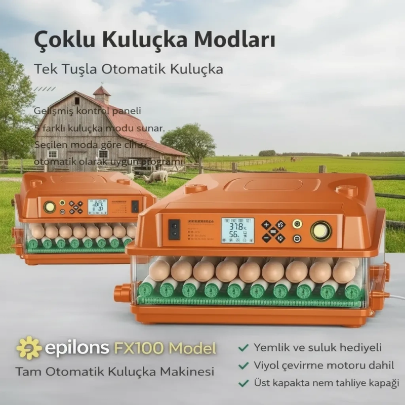 Fx100 Tam Otomatik Kuluçka Makinesi – 100 Yumurta Kapasiteli | Yeni Nesil Havalandırma | Otomatik Motorlu Su Alma Sistemi | Dijital Isı Ve Nem Kontrolü Fx100 Tam Otomatik Kuluçka Makinesi – 100 Yumurta Kapasiteli | Yeni Nesil Havalandırma | Otomatik Motorlu Su Alma Sistemi | Dijital Isı Ve Nem Kontrolü