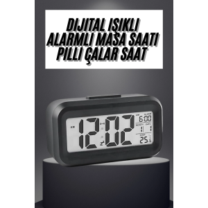 Gece Dijital Masa Saati Dijital Alarmlı Led Ekran Pilli Çalar Saat