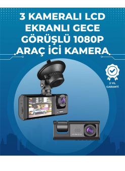 Gece Görüşlü 3'lü Araç Kamerası – Geri Görüş Destekli, 170° Geniş Açı