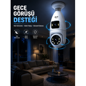 Gece Görüşlü Çift Lens Wi-fi Ampul Kamera Mobil Takip Destekli