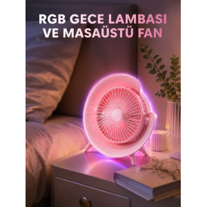 Gece Lambalı Renk Değiştiren Masaüstü Fan