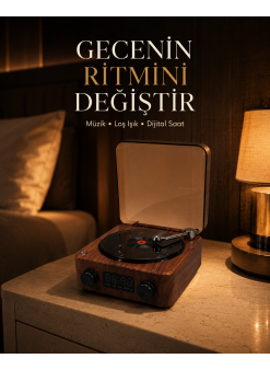 Gece Lambası Bluetooth Hoparlör Dijital Saat Çok Fonksiyonlu Su Dalgası Işıklı