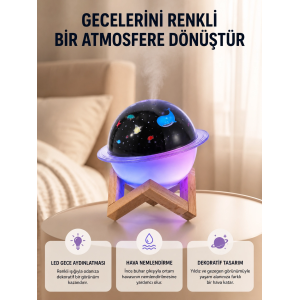 Gece Lambası Özellikli Taşınabilir Nemlendirici Ve Aromaterapi Cihazı Usb Girişli