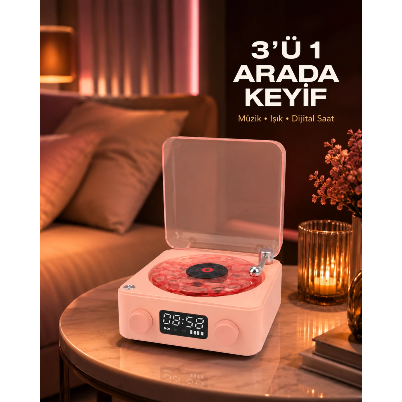 Gece Lambası Stereo Bluetooth Hoparlör Dijital Saat Su Dalgası Efektli 3-ü-1 Cihaz Gece Lambası Stereo Bluetooth Hoparlör Dijital Saat Su Dalgası Efektli 3-ü-1 Cihaz