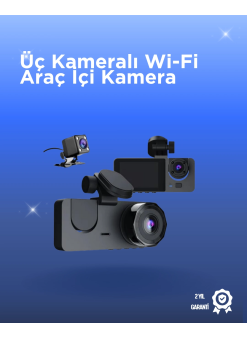 Gelişmiş G-sensörlü Üçlü Araç Kamerası – 5” Lcd Ekran Ve Hareket Algılama