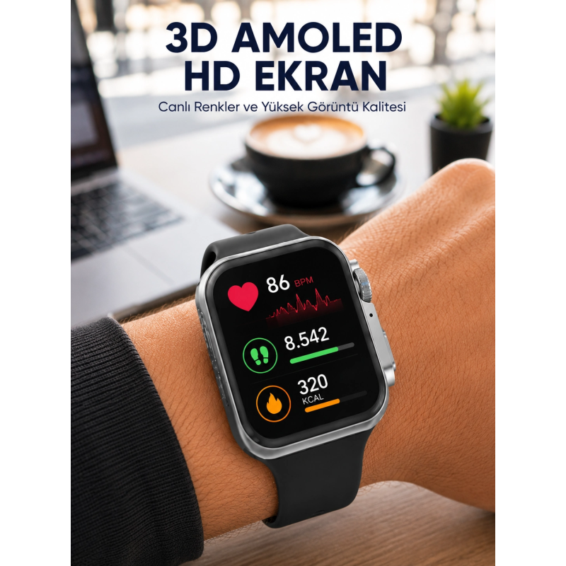 Gelişmiş Özellikli Akıllı Saat Dayanıklı Yapı Ve Amoled Ekran Yeni Nesil Gelişmiş Özellikli Akıllı Saat Dayanıklı Yapı Ve Amoled Ekran Yeni Nesil
