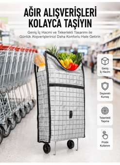 Geniş Hacimli Tekerlekli Pazar Çantası Dayanıklı Ve Ergonomik