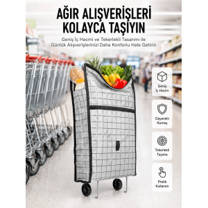 Geniş Hacimli Tekerlekli Pazar Çantası Dayanıklı Ve Ergonomik