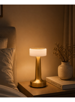 Gold Kare Led Masa Lambası Şarjlı Dimmer Kontrollü Dekoratif Işık
