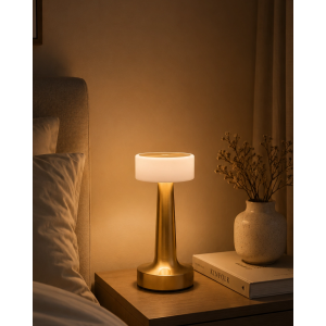 Gold Kare Led Masa Lambası Şarjlı Dimmer Kontrollü Dekoratif Işık