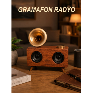 Gramafon Nostaljik Radyo Yüksek Ses Kalitesi Usb Tf Kart Aux Yeni Nesil