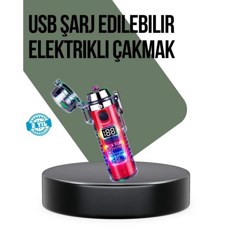 Güç Göstergeli Şarjlı Fenerli Usb Elektrikli Çakmak Güç Göstergeli Şarjlı Fenerli Usb Elektrikli Çakmak