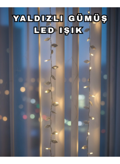 Gümüş Yaprak Tasarımlı Led Işık Pilli Ev Ve Vitrin Dekoru