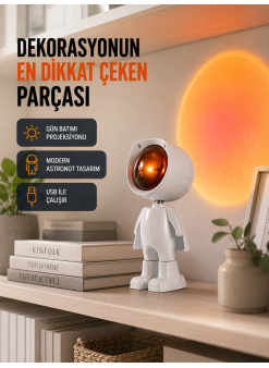 Gün Batımı Efekti Sunan Astronot Led Masa Lambası Yeni Nesil