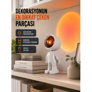 Gün Batımı Efekti Sunan Astronot Led Masa Lambası Yeni Nesil